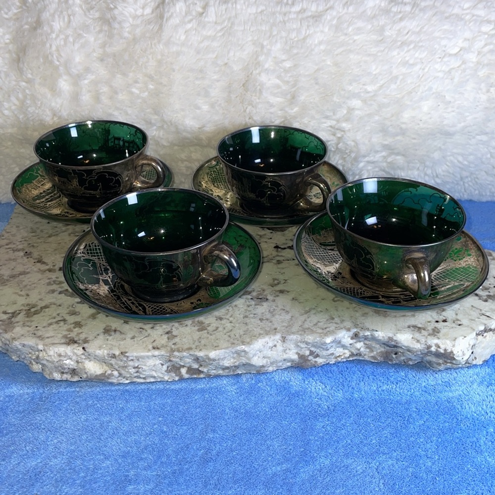 Vintage 2000’s ARGENTO .925% Saucer & Cup with handle. Set of 4.